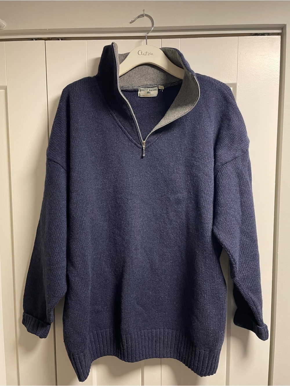 80s 90s Vintage Wool Blend Forrest Nature Half Quarter Zip Sweater Size XL